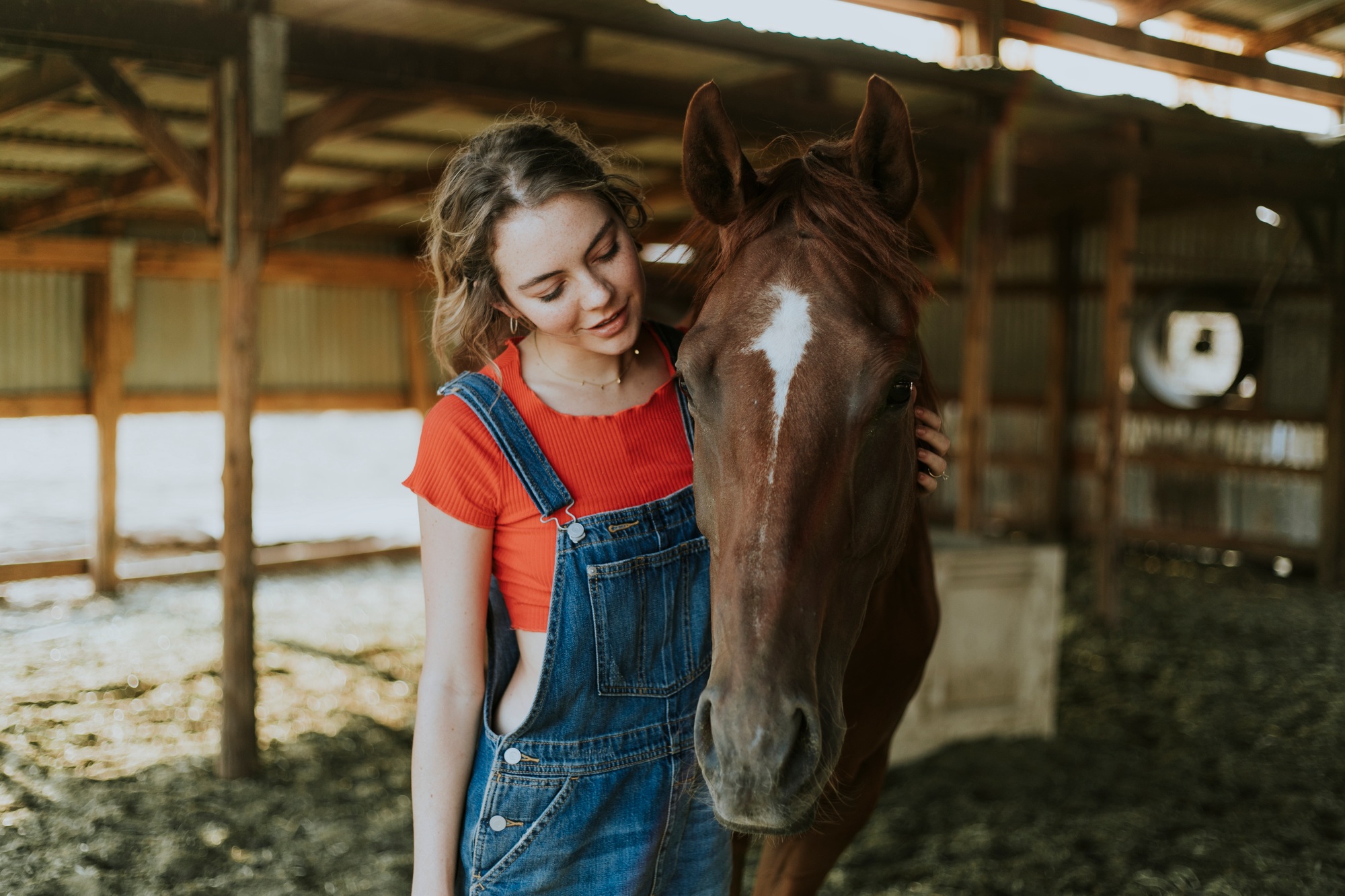 Portrait d'une jeune fille et d'un cheval