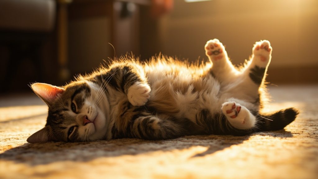 Pourquoi mon chat se roule sur le dos : sens et conseils