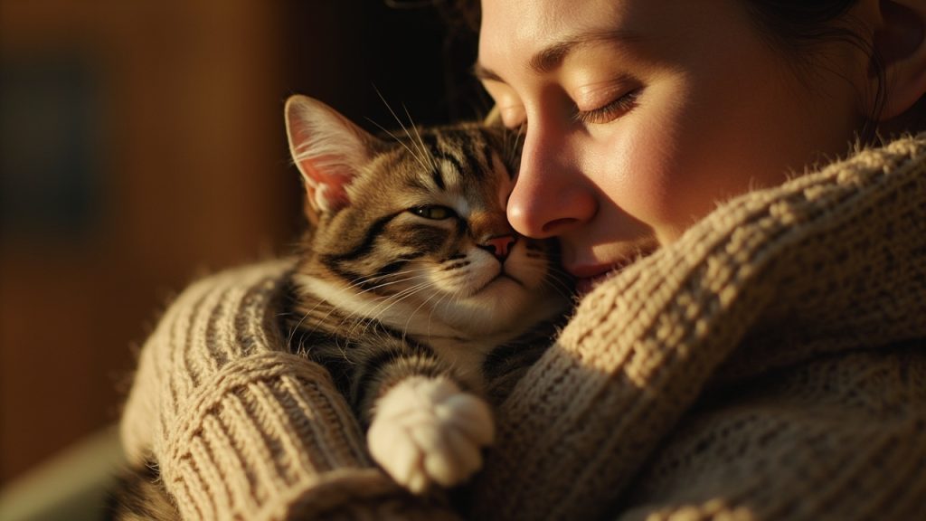 Que signifie quand mon chat me fait un câlin