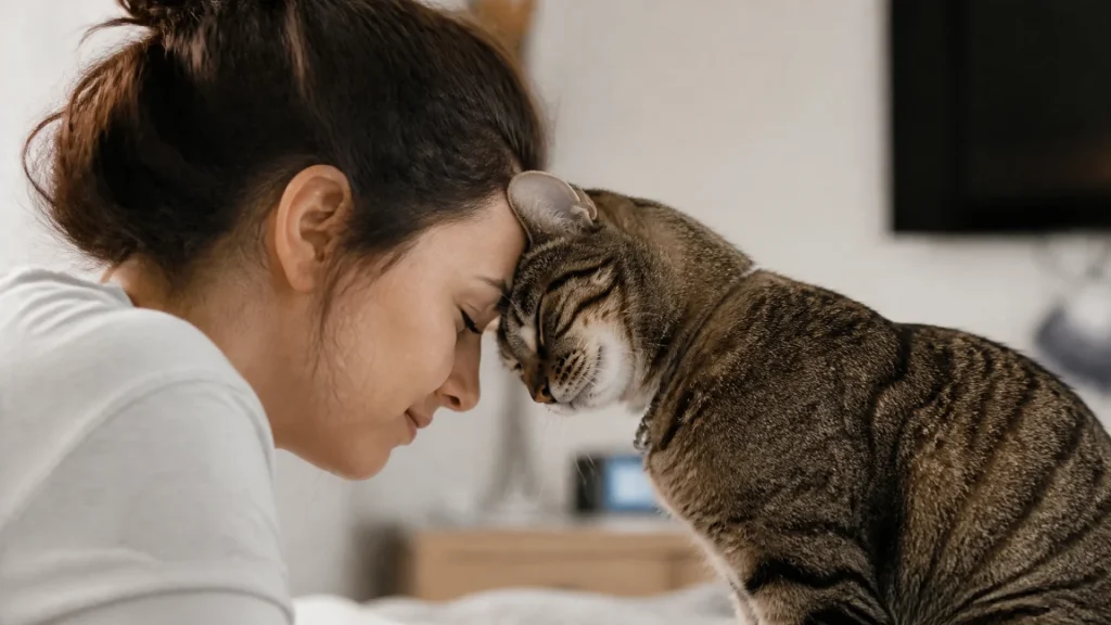 How does a cat say "I love you" to its owner?