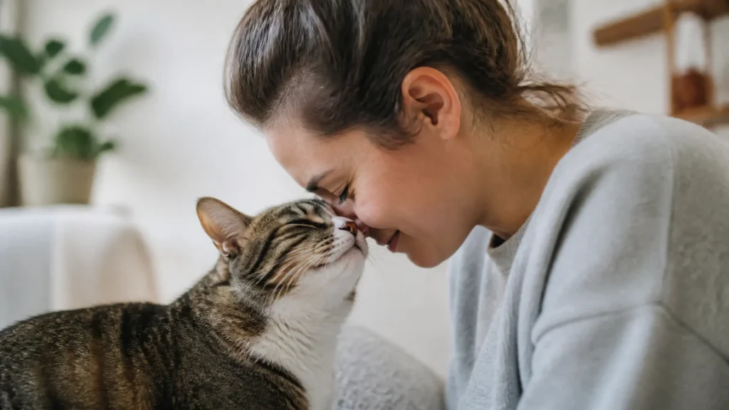 How does a cat say "I love you" to its owner?